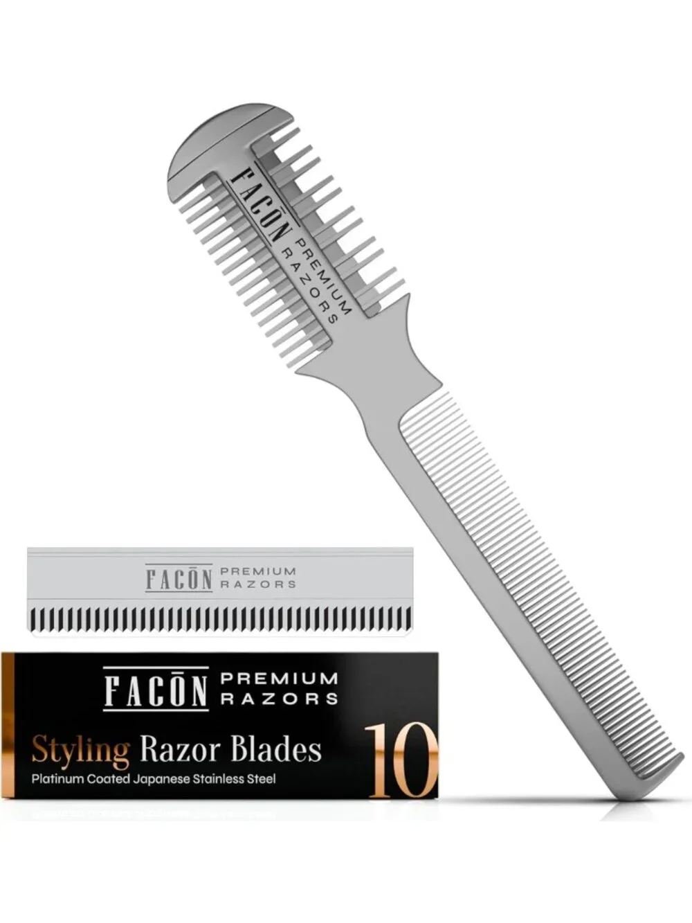 Professional Hair Cutting Razor Comb Kit - 12 Blades, Double Edge Shaper for